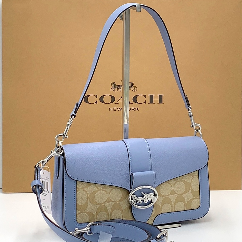 COACH Georgie Shoulder Bag In Signat Canvas COLOR
Silver/Light Khaki/Marble Blue - Picture 2 of 16